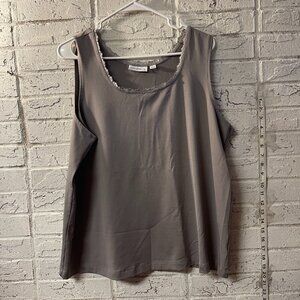 Susan Graver XL Lace Trim Tank Top - Silky Smooth Comfort
